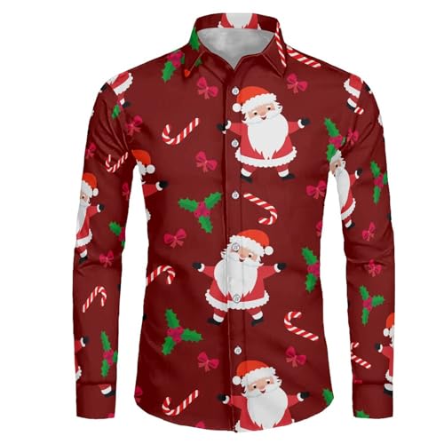 Herren Weihnachts Hemd Print Hemd Weihnachtspullover Herren Weihnachtshemd Lustige Funky Hemden Langarm Hemd Weihnachten Muster Christmas Hemd Xmas Hemd Freizeithemd Christmas Hemd Xmas Hemd von Generisch