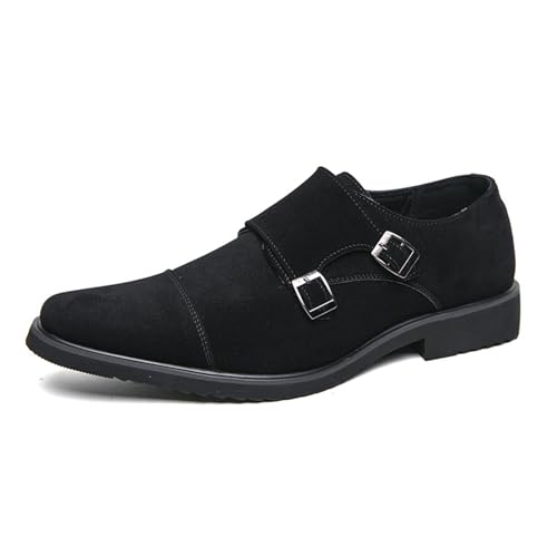 Herren-Wildleder-Anzugschuhe, Business, formell, Derby, modisch, Oxford-Smoking-Schuhe für Herren, Schwarz , 45 EU von Generisch