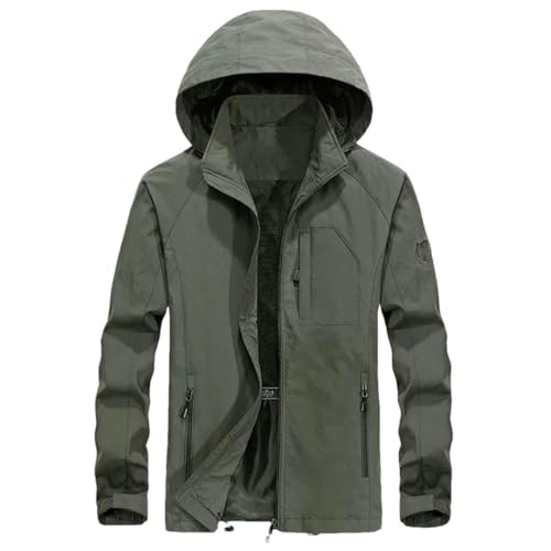 Herren Windbreaker Outdoor Jagd Kapuzenmantel Feldsport Klettern Dünne Verschleißfeste Arbeitskleidung, Army En8, 5XL von Generisch