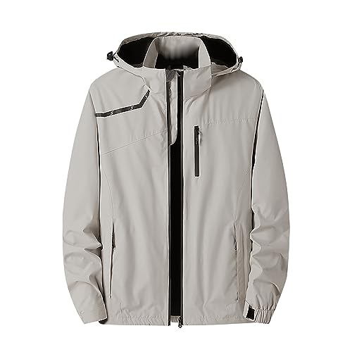 Herren Windbreaker Winddicht Jacke Mit Reißverschluss Wasserdicht Freizeitjacke Funktionsjacke Herren Winddicht Regenjacke Schwarz Wandern Jacken Casual Klassisch Fahrradjacke (White, XXXXXL) von Generisch