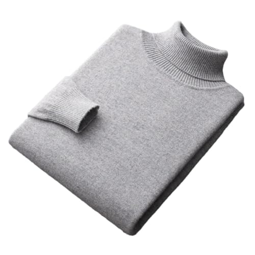 Herren Winter 100% Merinowolle Kaschmir Pullover Strickpullover Warm Rollkragen Lose Übergröße Top, Hellgrau 9, XL von Generisch
