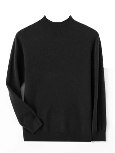Herren Winter Kaschmir Pullover 100% Merinowolle Strickpullover Business Halb Hoher Kragen Langarm Pullover, Elephant Gray9, XL von Generisch