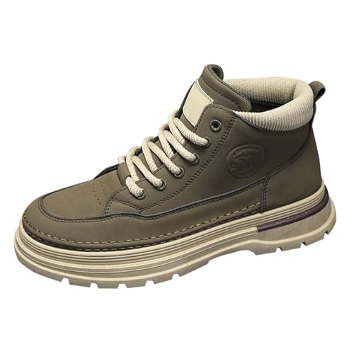 Herren Winter Schuhe Fell Men's Spring and Autumn British Style Retro High Top Work Shoes Trendy Versatile Thick Sports Casual Ankle Boots Herren Schuhe 1 (Khaki, 39) von Generisch