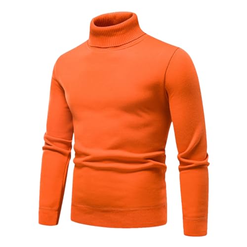 Herren Winter Solid Rollkragenpullover Slim Fit Strickpullover Herren Rollkragenpullover Strickpullover, Orange, M von Generisch