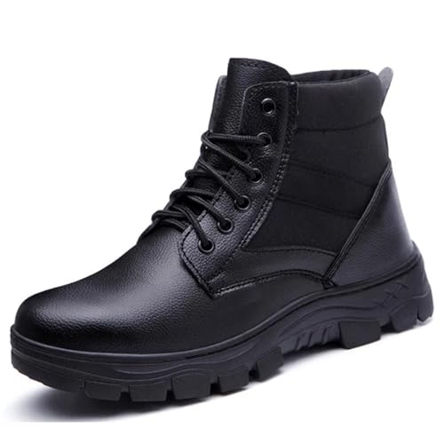 Herren Winter Stahlkappe Sicherheitsschuhe Pannensicher Arbeit Warm Arbeitsschutzstiefel, 701 Black, 46 EU von Generisch