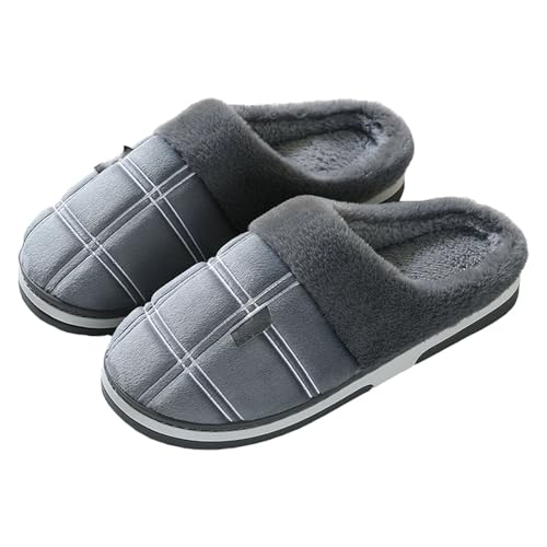 Herren Winter Warme Hausschuhe Warme Wildleder Pantoffeln Sherpa Futter Haus Schuhe Memory Foam Hausschuhe mit Anti-Rutsch Gummi Sohle von Generisch
