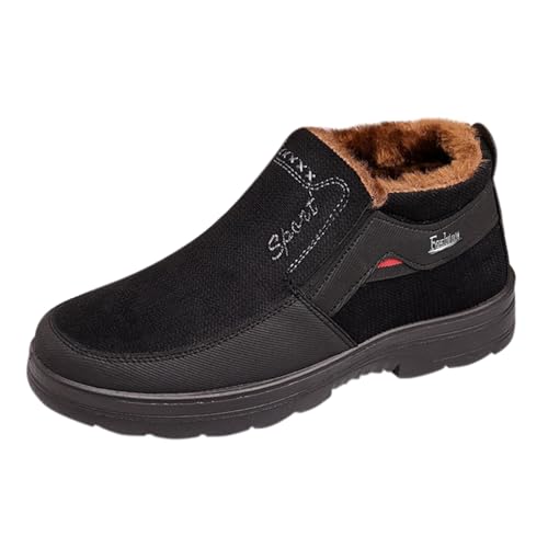 Herren Winterboots Gefüttert Schneeschuhe mit Fleece Verdickt Winterstiefel Weich Rutschfest Wollstiefel Leicht Warme Winterschuhe Flach Schlupfstiefel Sport Casual Kurzschaft Stiefel von Generisch