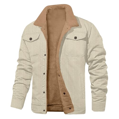 Herren Winterjacke Gefüttert Hemdjacke Thermo Karierts Freizeithemd mit Multi Taschen Fleecejacke Herren Outdoorjacke Warme Holzfällerhemd für Herbst und Winter von Generisch