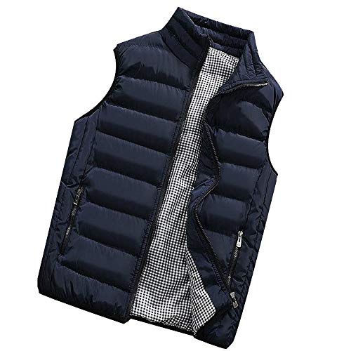 Herren-Winterweste – Steppweste für Herren, warme Fleece-Weste, Bodywarmer, leicht, Pufferweste, Stehkragen, warme Weste, winddicht, ärmellos, für Herren, leichte Pufferweste, dunkelblau, XXXXX-Large von Generisch