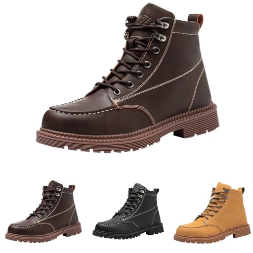 Herren Worker Boots, Wanderstiefel mit Warmfutter, Winterstiefel aus Elastischem mit Leder, Stiefel für Urbaner Winteroutfits, Klassisches Arbeitsschuhe, Herbst Kurzstiefel, Leder Outdoorschuhe von Generisch