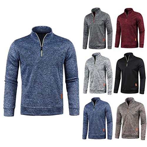 Herren Zip Neck Sweatshirt Reißverschluss Waffel Pullover Männer Casual Pullover Herren Winter mit Taschen von Generisch