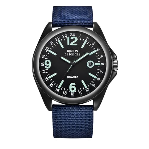 Herren analog Quarz Uhr Sport Mens Handgelenk Schwarze Uhr Dials Uhr Quarz Luxus-Militärdatum Herrenuhr Armband (Blue, One Size) von Generisch