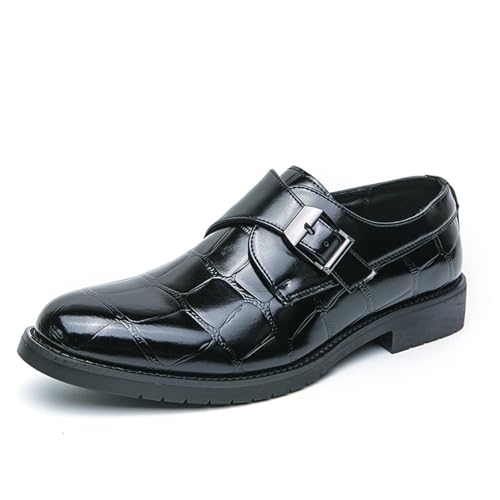 Herren bedruckte Plateau-Slip-On Penny Loafers, modisch, runde Zehenpartie, rutschfeste Sohle, Business-Schuhe für Fahren, Büro, Party, Schwarz , 44 EU von Generisch