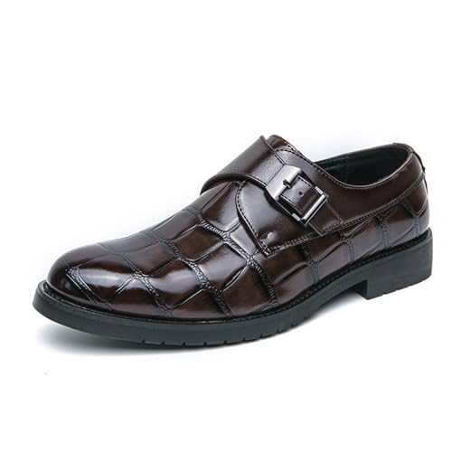 Herren bedruckte Plateau-Slip-On Penny Loafers, modisch, runde Zehenpartie, rutschfeste Sohle, Business-Schuhe für Fahren, Büro, Party, dunkelbraun, 41 1/3 EU von Generisch