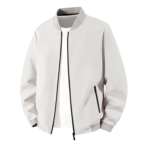 Herren mit Sommer Bomberjacke für den Leichte Windbreaker Jacke Blouson Warme Tage Sommerjacke Sportjacke beige M von Generisch
