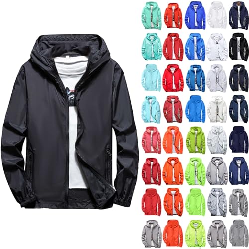 Herren softshelljacke Outdoor Jacken Leicht Kapuzenjacke Mit Reißverschlusstaschen Wanderjacke Mit Durchgehendem Reissverschluss Schnelltrocknend Allwetterjacke Reflektierende Motorradjacke Überjacke von Generisch