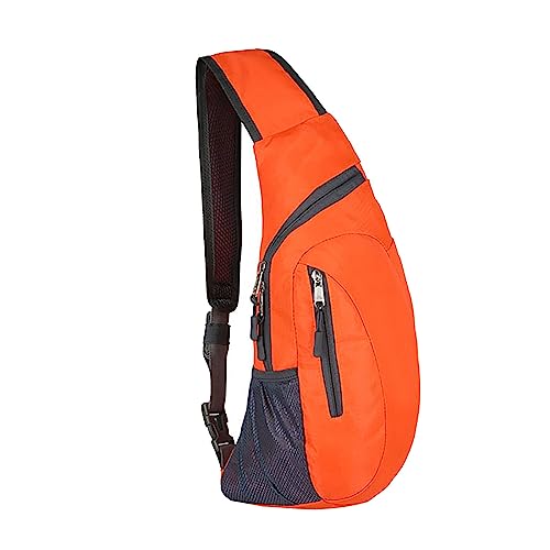 Herren und Damen, einfarbig, mit Reißverschluss, faltbar, Brusttasche, einzelne Schulter, Umhängetasche, Sporttasche, Outdoor-Umhängetasche Knielang Damen Mit Taschen (Orange, One Size) von Generisch