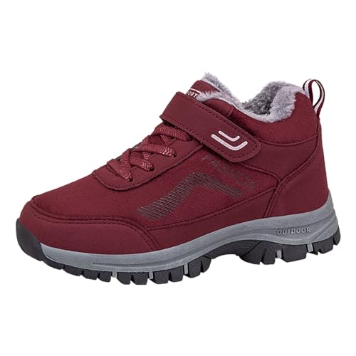 Herren und Damen Baumwollschuhe Bergsteigerschuhe Winter Mid Cut Plüsch Isolierung Outdoor Wanderschuh Herren Sneaker 12, rot, 5 UK 3X-Narrow von Generisch