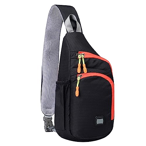 Herren und Damen Outdoor Umhängetasche Reißverschluss Crossbody Tasche Radfahren Sporttasche Bergsteigen Reisen Kleiner Rucksack Kleine Schultertaschen für Frauen, Schwarz , Einheitsgröße von Generisch