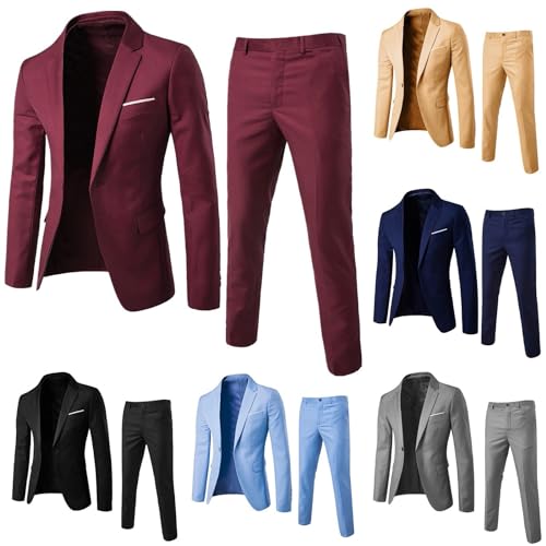 Herrenanzug 2-Teilig Elegant Slim Fit Herren Stretch Anzüge Hochzeit Anzüge Regular Modern Jacket für Business Sportliche Suits Outfit Komplett Männer Herrenanzug Anzug Set Herren Ohne Kapuze Fashion von Generisch