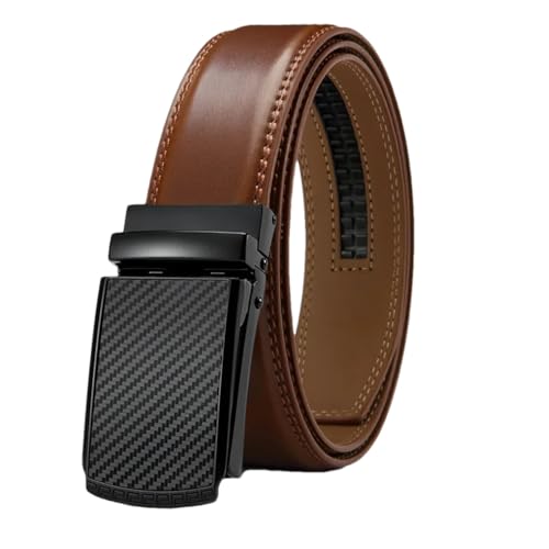 Herrengürtel aus echtem Leder, luxuriöse Metallschnalle, modische Ratschengürtel für Herren, Rindsleder, 4, 115 cm von Generisch