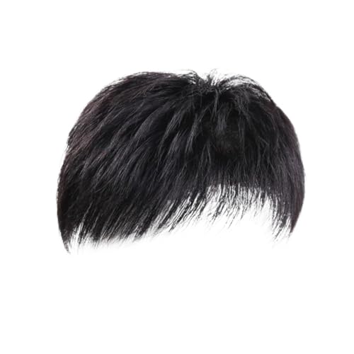 Herrenperücke mit kurzen Haaren und Patch - Hochtemperatur-Kunstfaser-Topper für einen natürlichen Look von Generisch