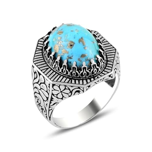 Herrenring 925 Sterling Silber handgemacht mit ovalem Kupfer- Türkis Stein natürlicher Edelstein Männer Ring Herren Ringe Turkuaz Yüzük Geschenk Geschenkidee für Vatertag Geburtstag (71 (22,3 mm Ø)) Herrenring 925 Sterling Silber handgemacht mit ovalem Kupfer- Türkis Stein natürlicher Edelstein Männer Ring Herren Ringe Turkuaz Yüzük Geschenk Geschenkidee für Vatertag Geburtstag (71 (22,3 mm Ø)) von Generisch
