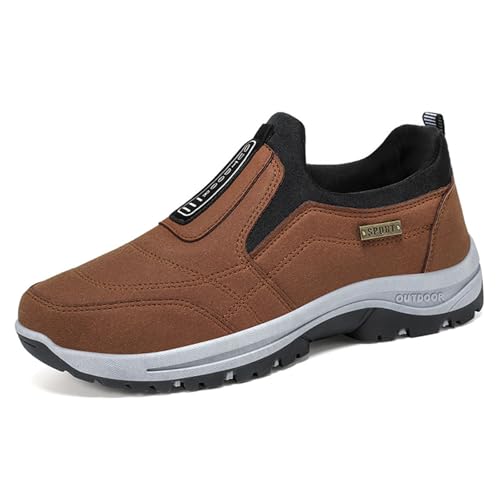 Herrenschuhe 2024 Herbst Neue runde Zehen Vielseitige Schuhe Wanderschuhe Weiche Sohle Koreanische Version Leichte Freizeitschuhe Schuhe Rot Herren 42 (Coffee, 40) von Generisch