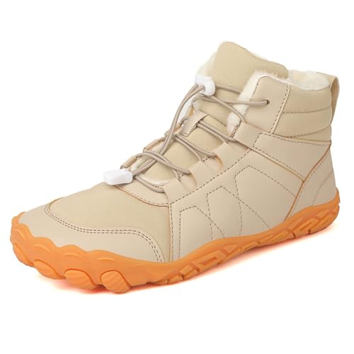 Herrenschuhe Baumwollschuhe mit Dicker Sohle für Männer und Frauen Bequeme, warme Schneestiefel Gepolsterte, verdickte, lässige Baumwollschuhe Herren Schuhe Laufschuhe (Khaki, 38) von Generisch