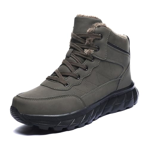 Herrenschuhe Jahreszeit Schnee Gepolsterte Hohe Stiefel Schuhe Atmungsaktive Mode Für Studenten Und Jugendliche Schuhe Herren Mokassins (Army Green, 41) von Generisch