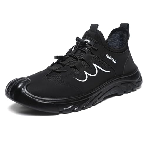 Herrenschuhe Kordelzug Freizeitschuhe Wanderschuhe gepolstertes Modell Herren Schuhe Sneaker Hoch (Black, 41) von Generisch
