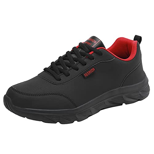 Herrenschuhe Sneaker Leder, Turnschuhe Weich Leicht Laufschuhe Wasserdicht Leder Sportschuhe Große Größe Freizeitschuhe rutschfest Outdoorschuhe Bequeme Schnürschuhe für Fitnessstudio von Generisch