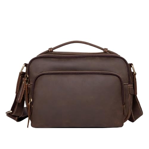 Herrentasche Leder Umhängetasche Freizeit Messenger Bag mit Leder Querschnitt auf der ersten Schicht, einfarbig, (20cm(Max Length(30cm) von Generisch
