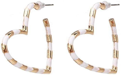 Herzförmige Creolen für Damen, Emaille, große Creolen, Schmuck, weiß, Haltbarkeit von Generisch