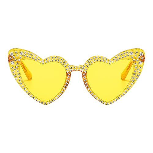 Herzförmige Sonnenbrille - Klassische Brillen mit Strasssteinen, Sonnenbrille | Partygläser im Vintage-Stil für Frauen, perfekt für Geburtstage und Festivalfest-Accessoires von Generisch