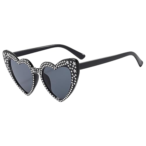 Herzförmige Sonnenbrille - Klassische Brillen mit Strasssteinen, Sonnenbrille | Partygläser im Vintage-Stil für Frauen, perfekt für Geburtstage und Festivalfest-Accessoires von Generisch