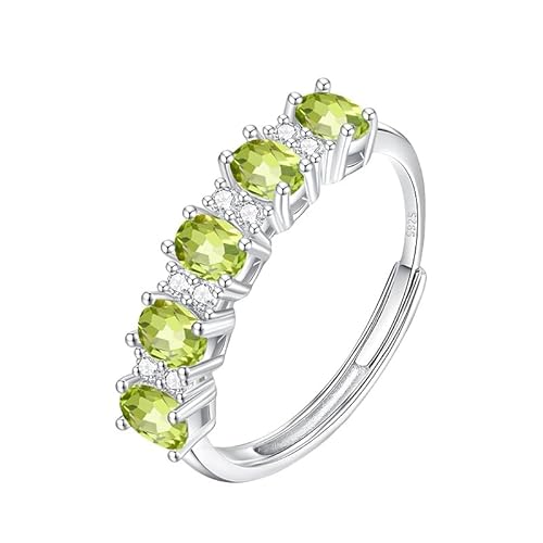 Herzringe Aus 925Er Sterlingsilber Für Damen, Stapelring Mit Natürlichen Edelsteinen, Statement-Verlobungs- Und Ehering Für Sie, Größenverstellbar, Peridot von Generisch