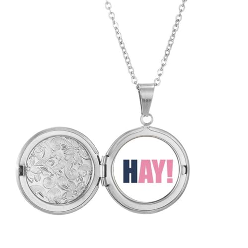 Heu-Zitat schwarz Encoupositive Hallo Medaillon Halskette halten Bild Schmuck Geburtstagsgeschenk von Generisch