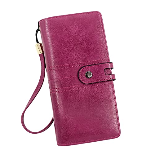 Hide and Wallet Retro Simple Long Wallet Multi Function Large Capacity Wallet Handbag, hot pink, Einheitsgröße von Generisch