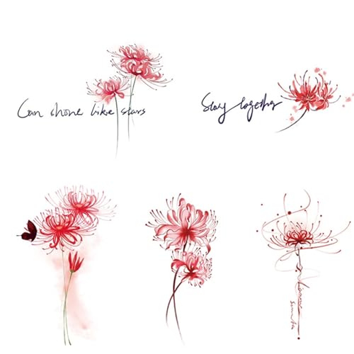 Higanbana Temporäre Tattoo-Aufkleber, wasserdicht und langlebig, für Männer und Frauen, Englisches Handgelenk, Schlüsselbein, Fake Tattoos von Generisch