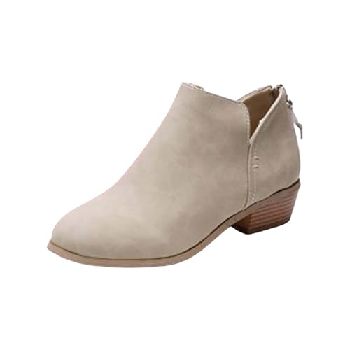 High Chunky Fashion Breathable Damenschuhe Stiefel Kurz Schwarz Knöchel Damen, weiß, 38 EU von Generisch