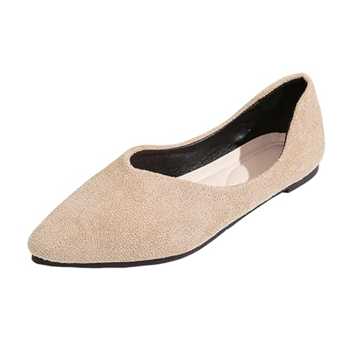 High Heel Arbeitsschuhe zum Reinschlüpfen mit quadratischer Zehenpartie, lässiger Damenschuhe, Leder, beige, 39.5 EU von Generisch