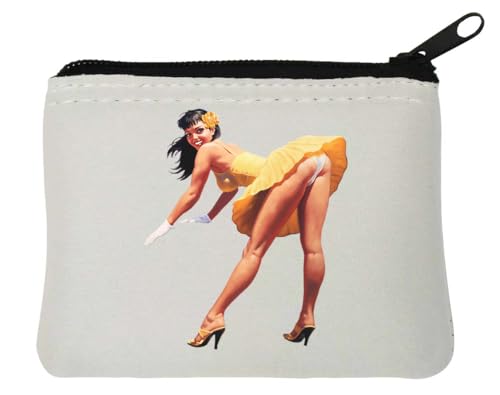 High Heels Back Shot Retro Pin Up Girl Neopren-Geldbörse 10 x 11 cm, Weiß von Generisch