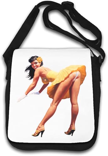 High Heels Back Shot Retro Pin Up Girl Umhängetasche Weiß von Generisch