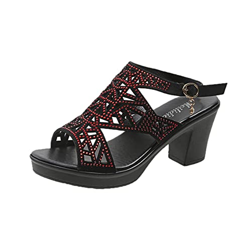 High Heels Blockabsatz Glitzer, Sandalen Plateau Damen Sommer Leder Abendschuhe Verstellbarer Outdoorsandale Kitten Heels Sandaletten Slingback Sandals Offene Schuhe Peep Toe Sommerschuhe High Heels Blockabsatz Glitzer, Sandalen Plateau Damen Sommer Leder Abendschuhe Verstellbarer Outdoorsandale Kitten Heels Sandaletten Slingback Sandals Offene Schuhe Peep Toe Sommerschuhe von Generisch