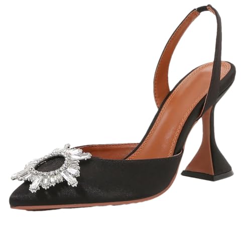 High Heels Damenschuhe, dünne Absätze, Seidensatin, spitz, Damen-Pumps, Schnalle, Sandalen, Partyschuhe, Absatz: 9 cm, 39.5 EU von Generisch