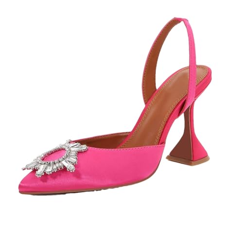 High Heels Damenschuhe, dünne Absätze, Seidensatin, spitz, Damen-Pumps, Schnalle, Sandalen, Partyschuhe, Absatz: 9 cm, 40 EU von Generisch