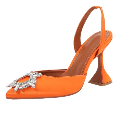 High Heels Damenschuhe, dünne Absätze, Seidensatin, spitz, Damen-Pumps, Schnalle, Sandalen, Partyschuhe, Absatz: 9 cm, 40.5 EU von Generisch