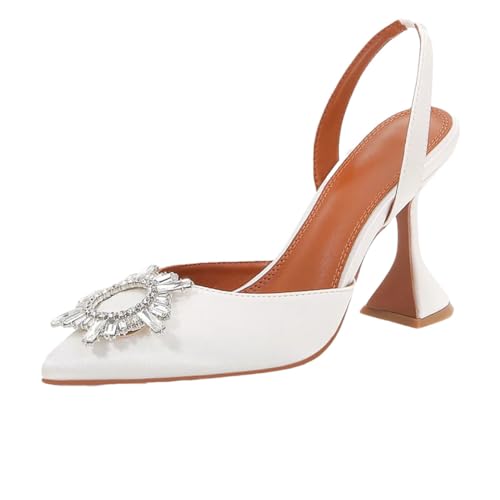 High Heels Damenschuhe, dünne Absätze, Seidensatin, spitz, Damen-Pumps, Schnalle, Sandalen, Partyschuhe, Absatz: 9 cm, 40.5 EU von Generisch