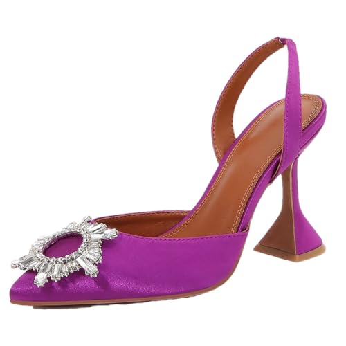 High Heels Damenschuhe, dünne Absätze, Seidensatin, spitz, Damen-Pumps, Schnalle, Sandalen, Partyschuhe, Absatz: 9 cm, 41 EU von Generisch